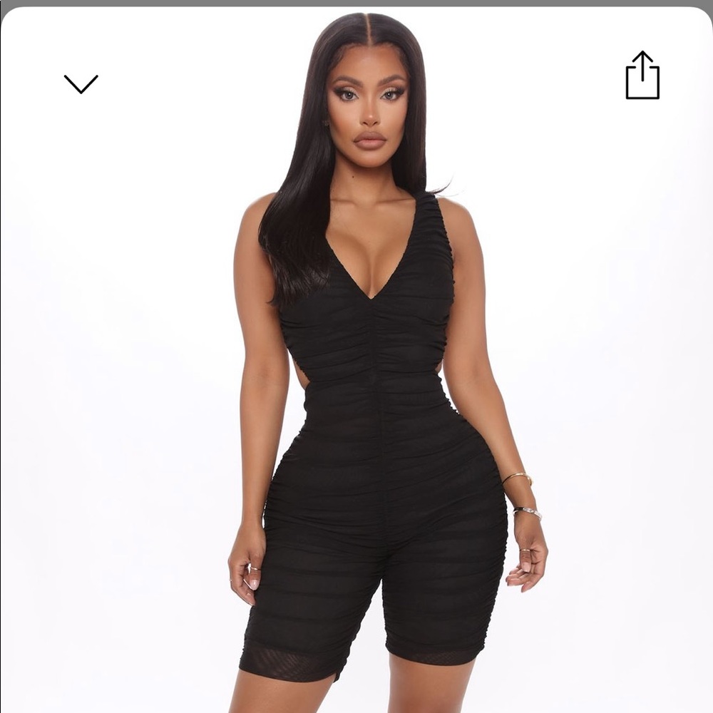 New Black ruched Romper